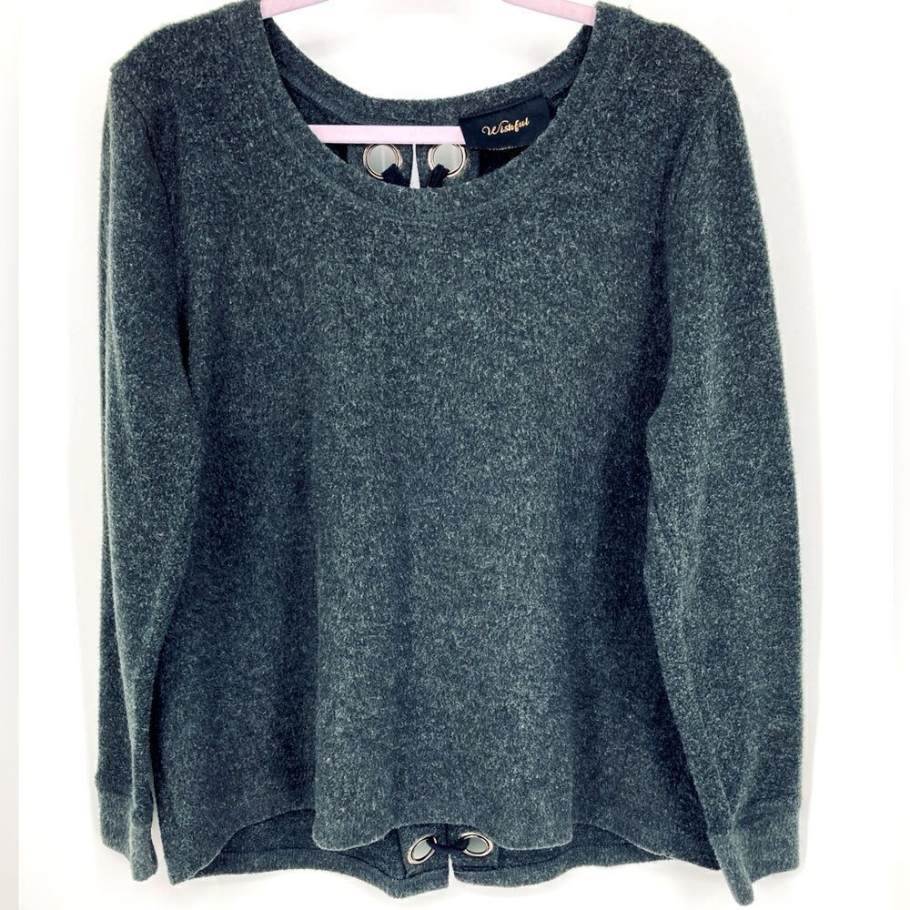 Wishful Lace-Up Back Women’s Sweater Size 1X